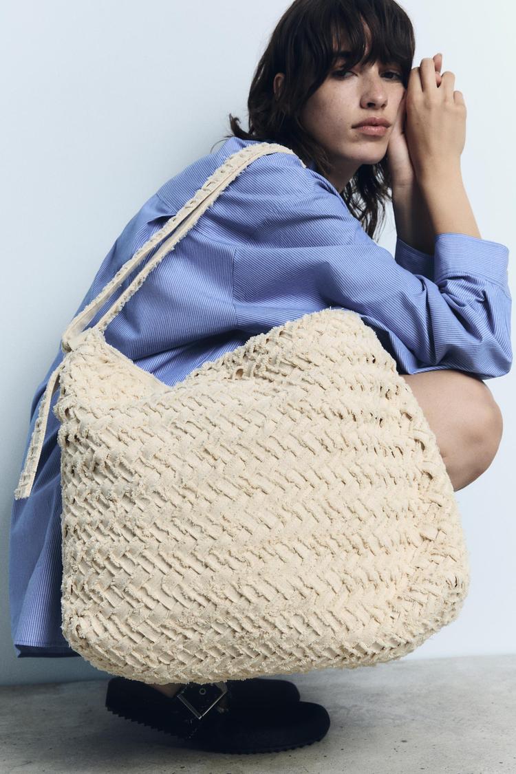 BRAIDED FABRIC BUCKET BAG