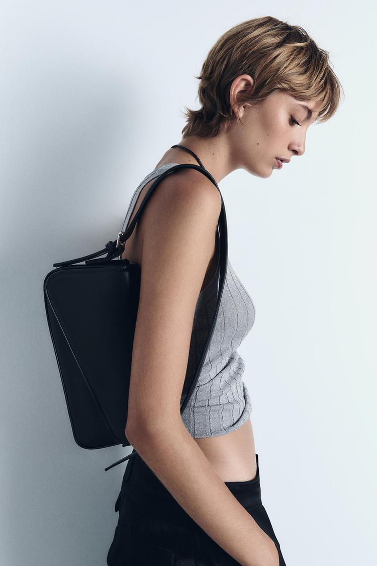 SHOULDER BAG WITH GEOMETRIC FLAP