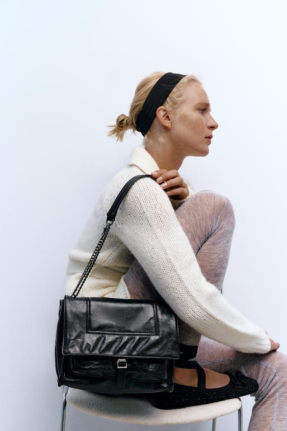 ROCKER CROSSBODY BAG WITH A WRINKLED EFFECT Black ZARA Spain
