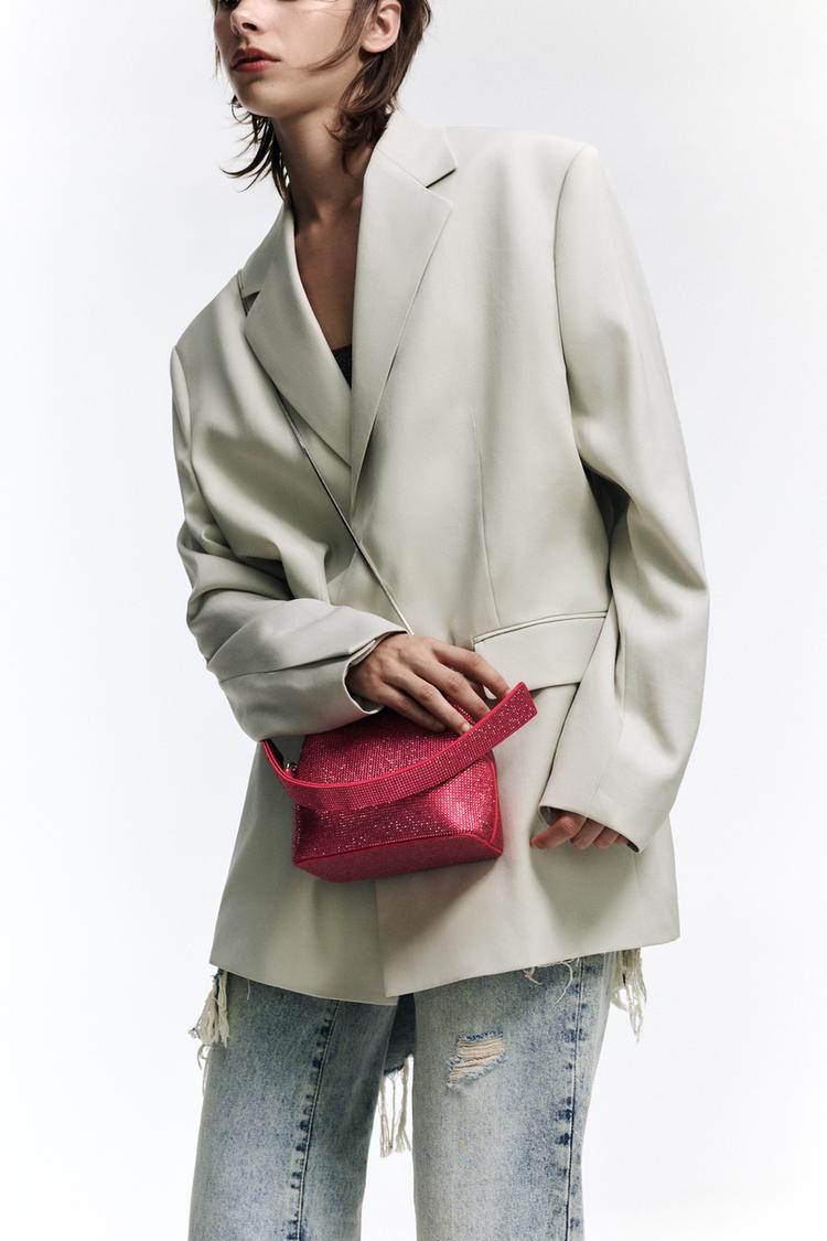 MINI BUCKET BAG WITH RHINESTONES