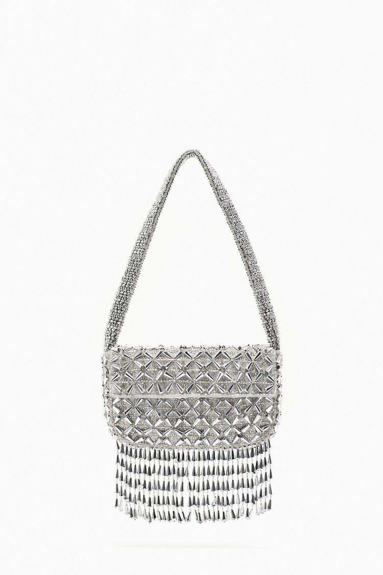 BEADED SHOULDER BAG WITH FRINGING