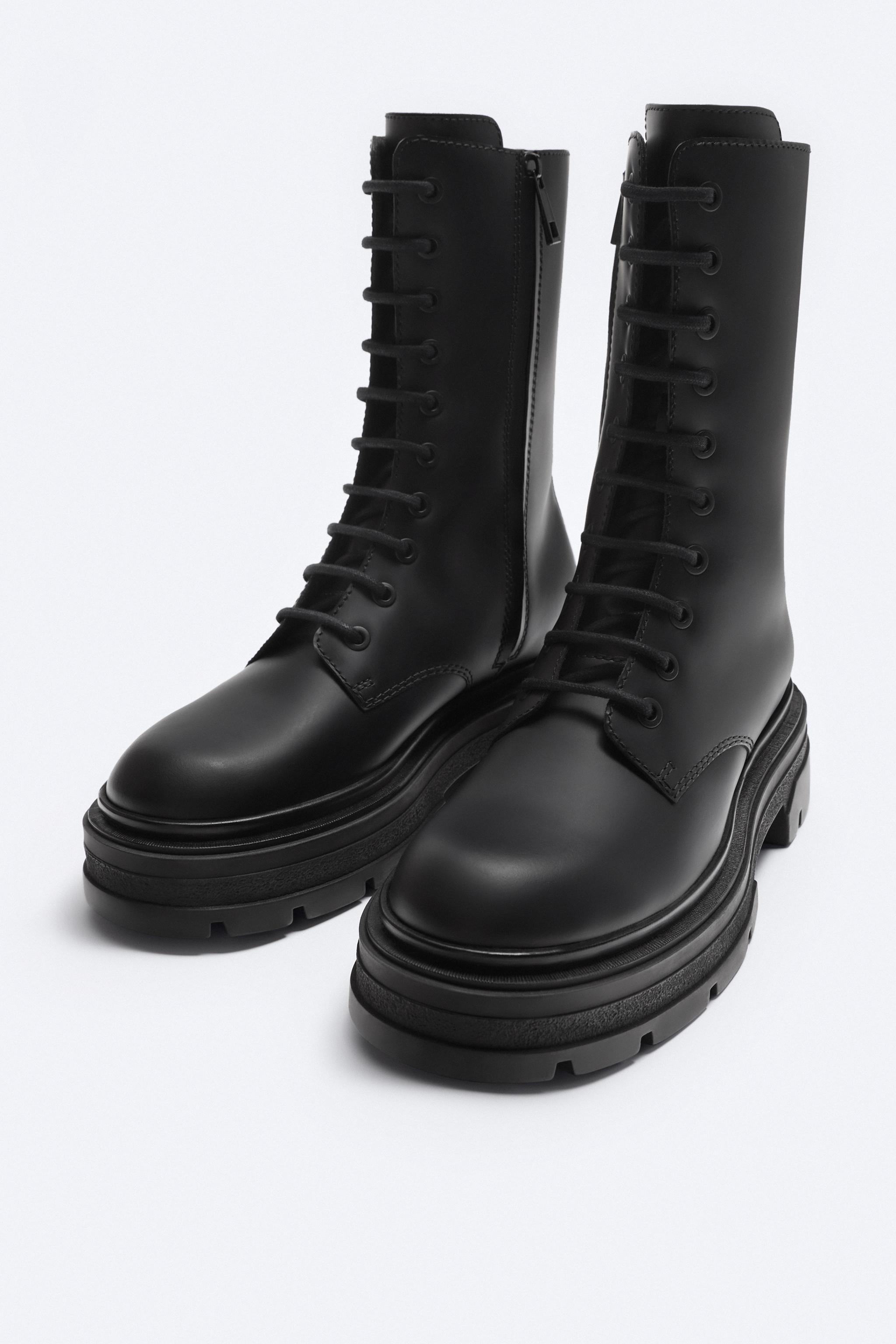 Zara CHUNKY SOLE LACE-UP LEATHER BOOTS - LIMITED EDITION | Mall of America®