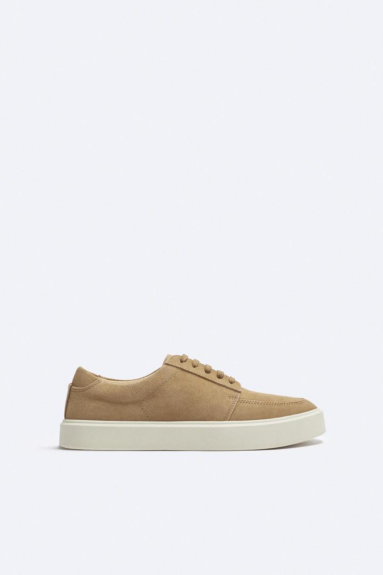 SPLIT SUEDE SNEAKERS WITH MOC TOE DETAIL