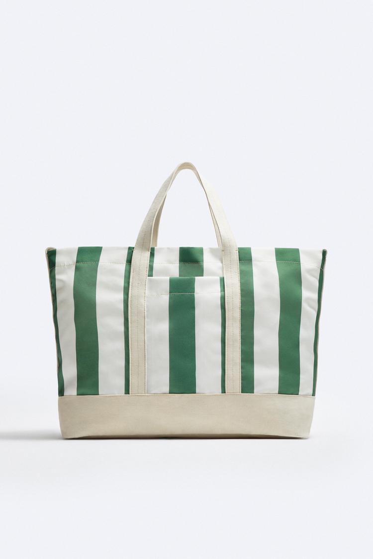 STRIPED CANVAS TOTE BAG
