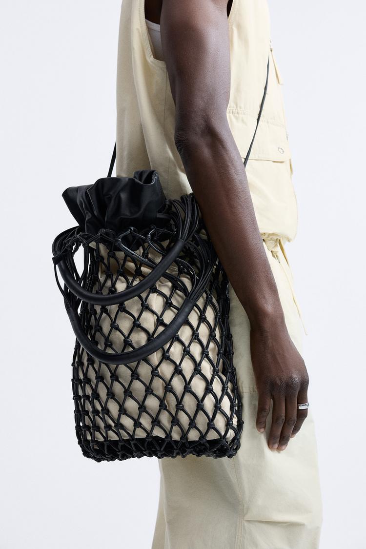 WOVEN LEATHER TOTE BAG