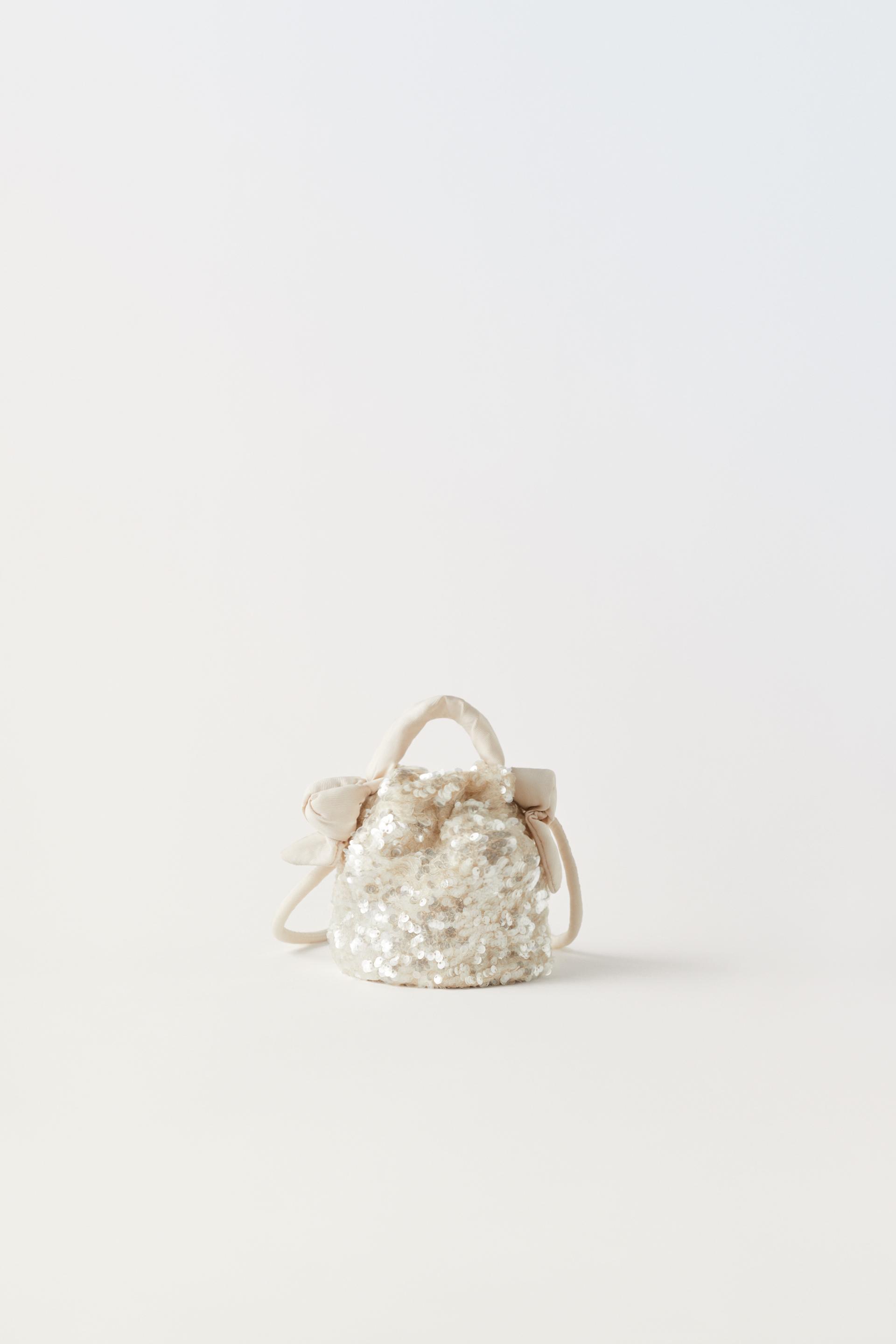 SEQUINNED CROSSBODY BUCKET BAG - Ecru White | ZARA Australia