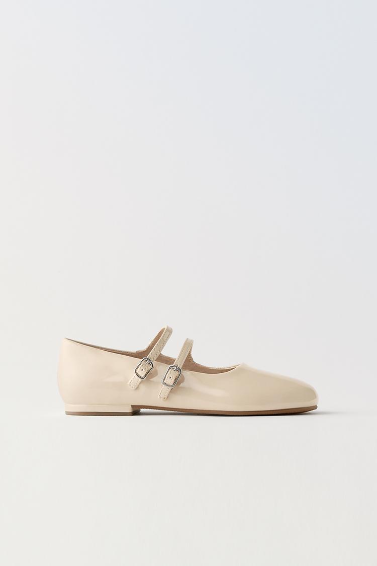 FAUX PATENT LEATHER BALLET FLATS