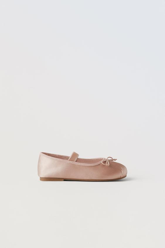 BALLET FLATS WITH BOW DETAIL Pink ZARA Spain