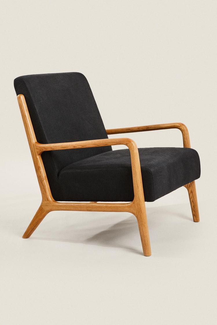 ASH WOOD AND LINEN ARMCHAIR