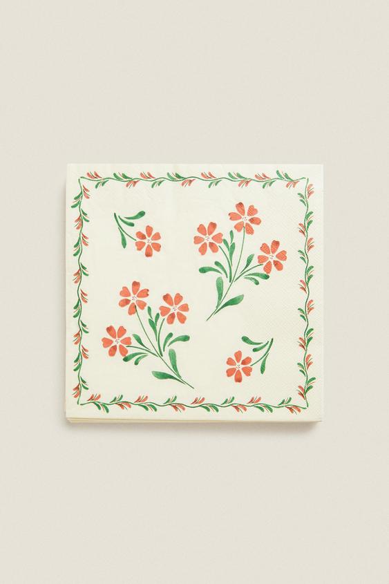 FLORAL PRINT PAPER NAPKINS PACK OF 20 Brick ZARA United States floral-print-paper-napkins-pack-of-20-brick-zara-united-states