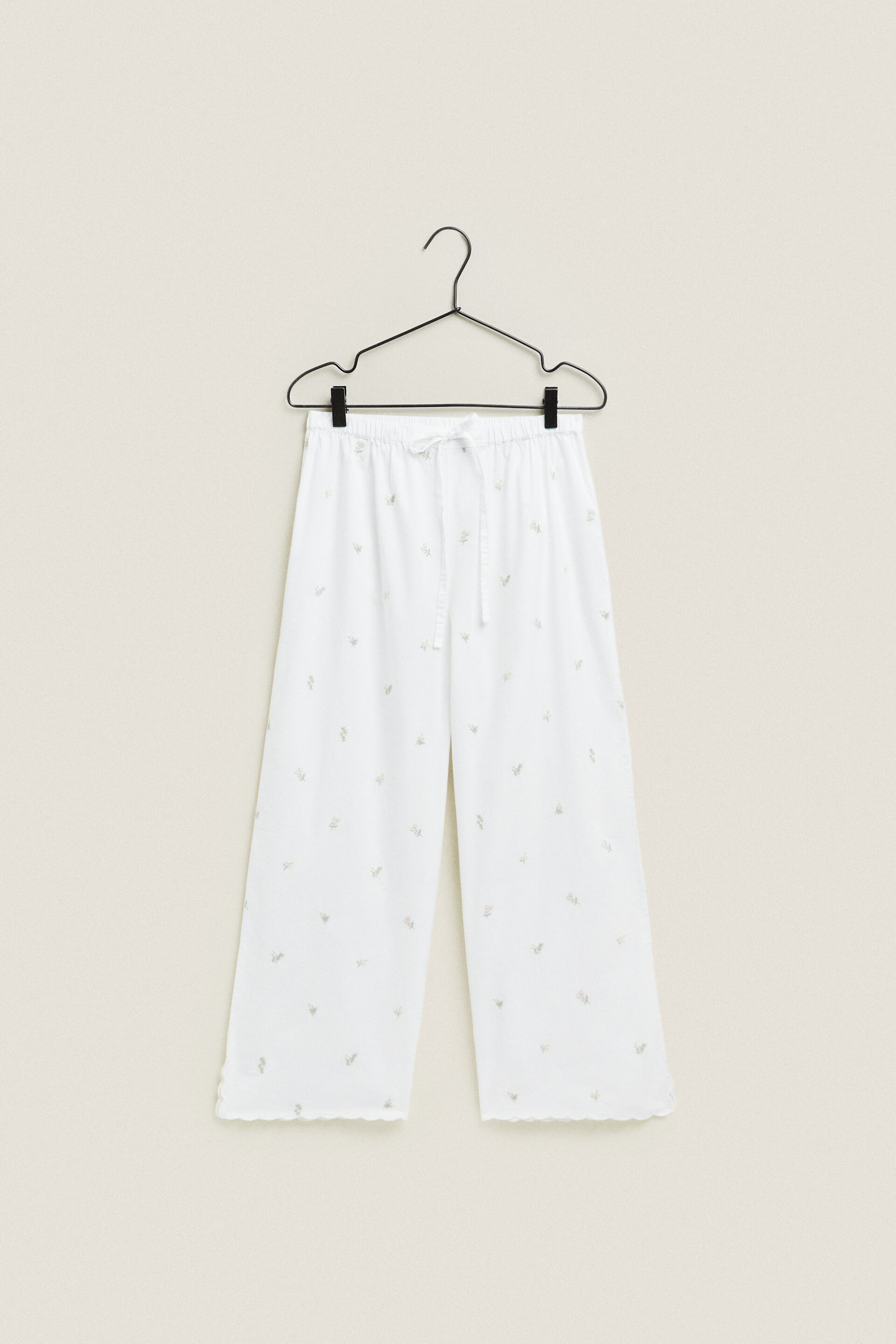 EMBROIDERED FLORAL TROUSERS - White | ZARA Canada