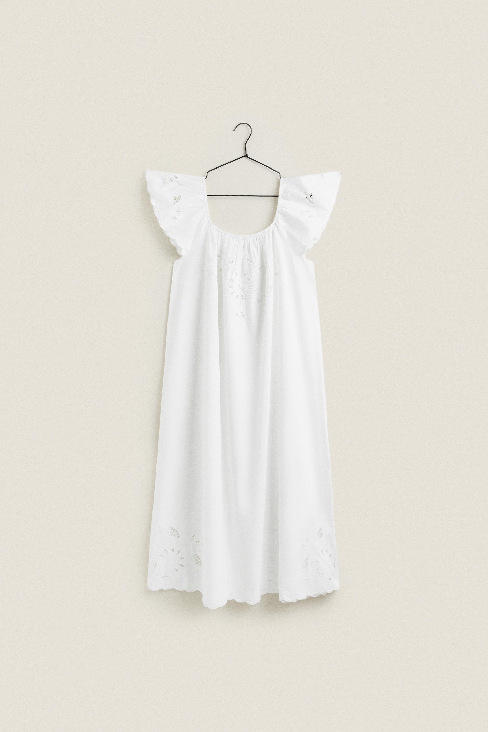 EMBROIDERED NIGHTDRESS White ZARA United States EMBROIDERED NIGHTDRESS White ZARA United States