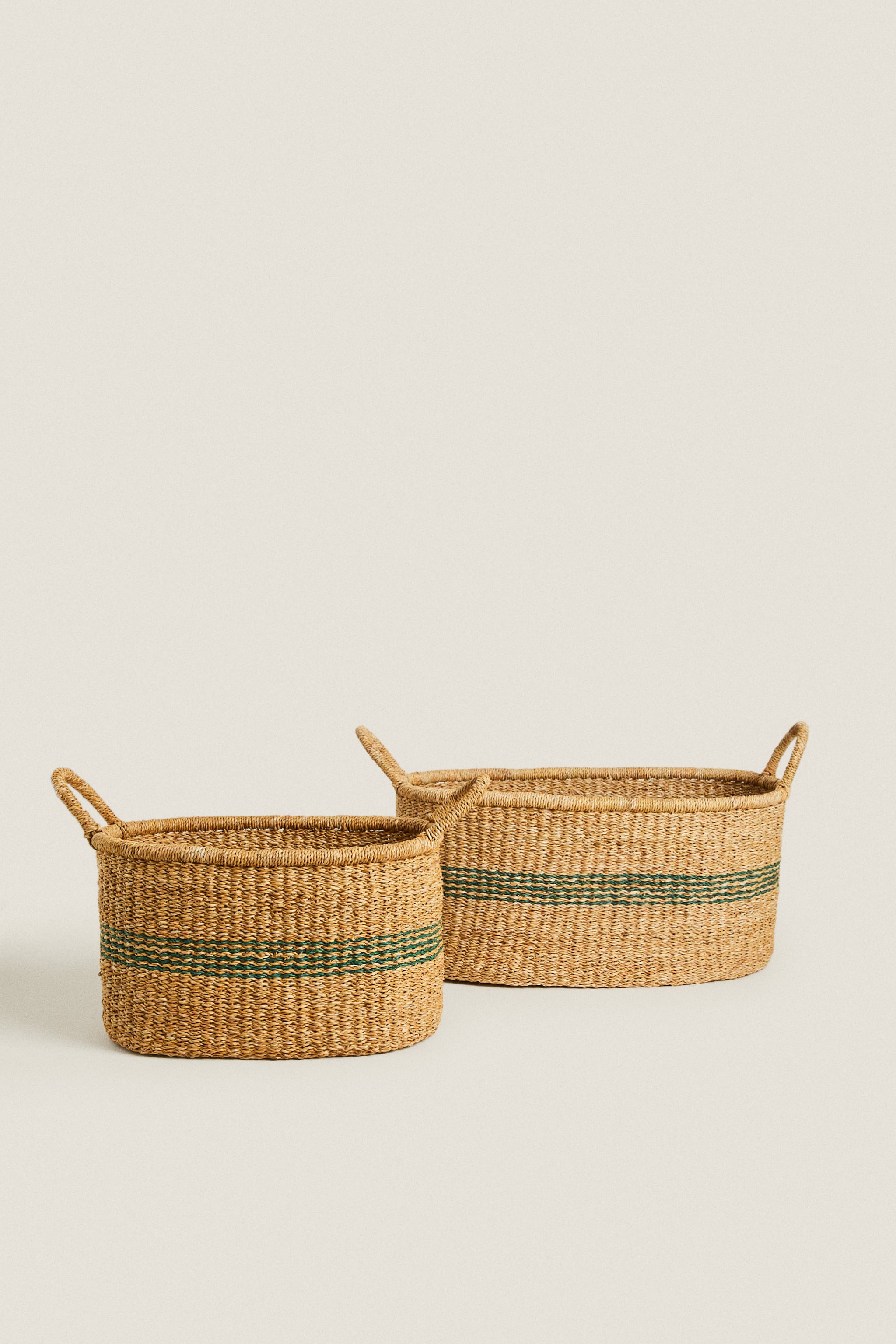 SEAGRASS BASKET WITH STRIPE