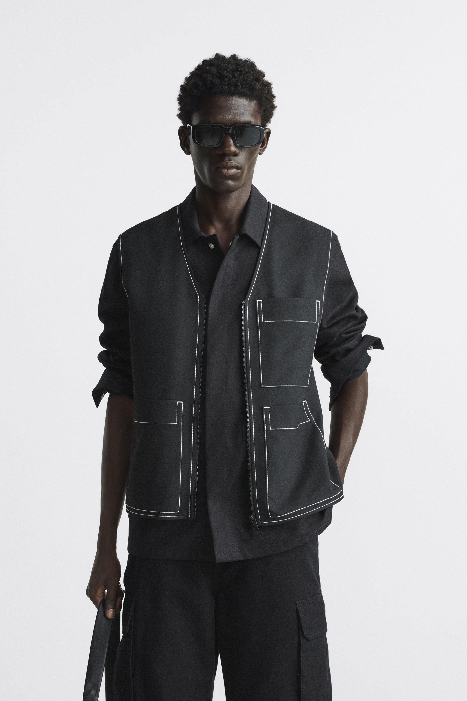WAISTCOAT WITH CONTRAST TOPSTITCHING Black ZARA New Zealand