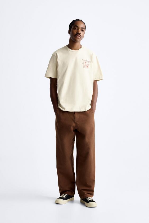 contrast printed t shirt zara