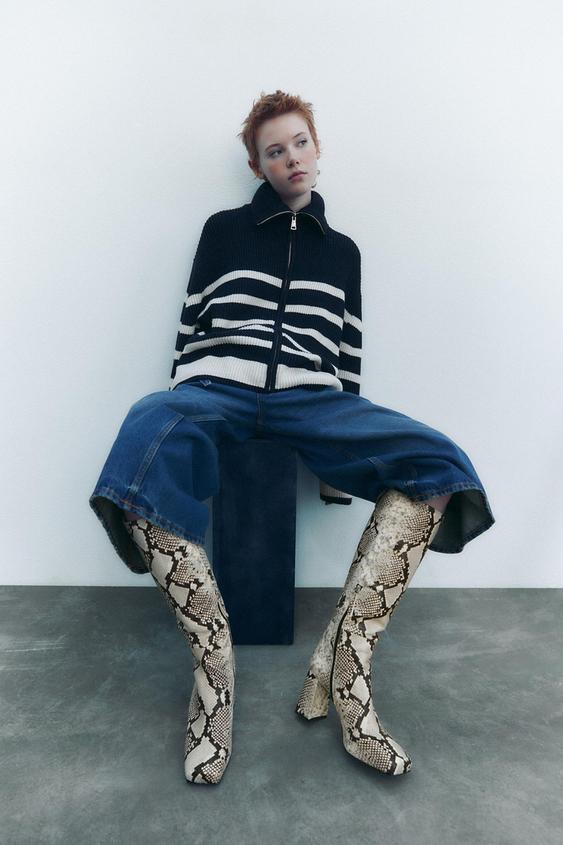 thigh high snakeskin boot