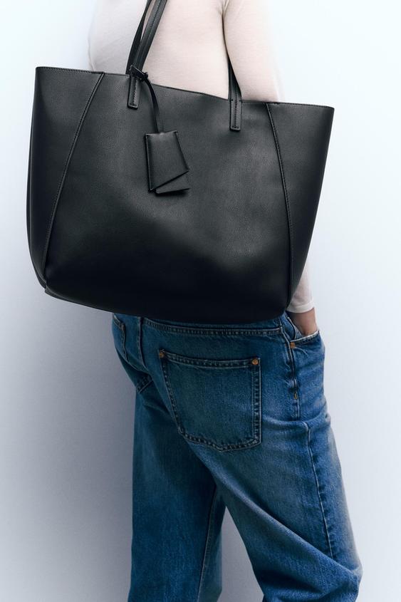 TOTE BAG WITH COMPARTMENTS Black ZARA Australia