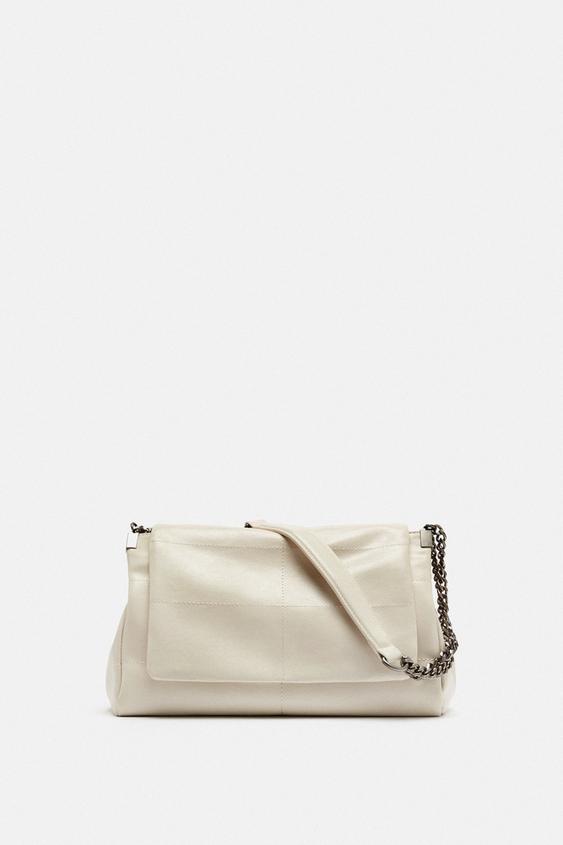 ROCKER SHOULDER BAG WITH FLAP Ecru ZARA Australia