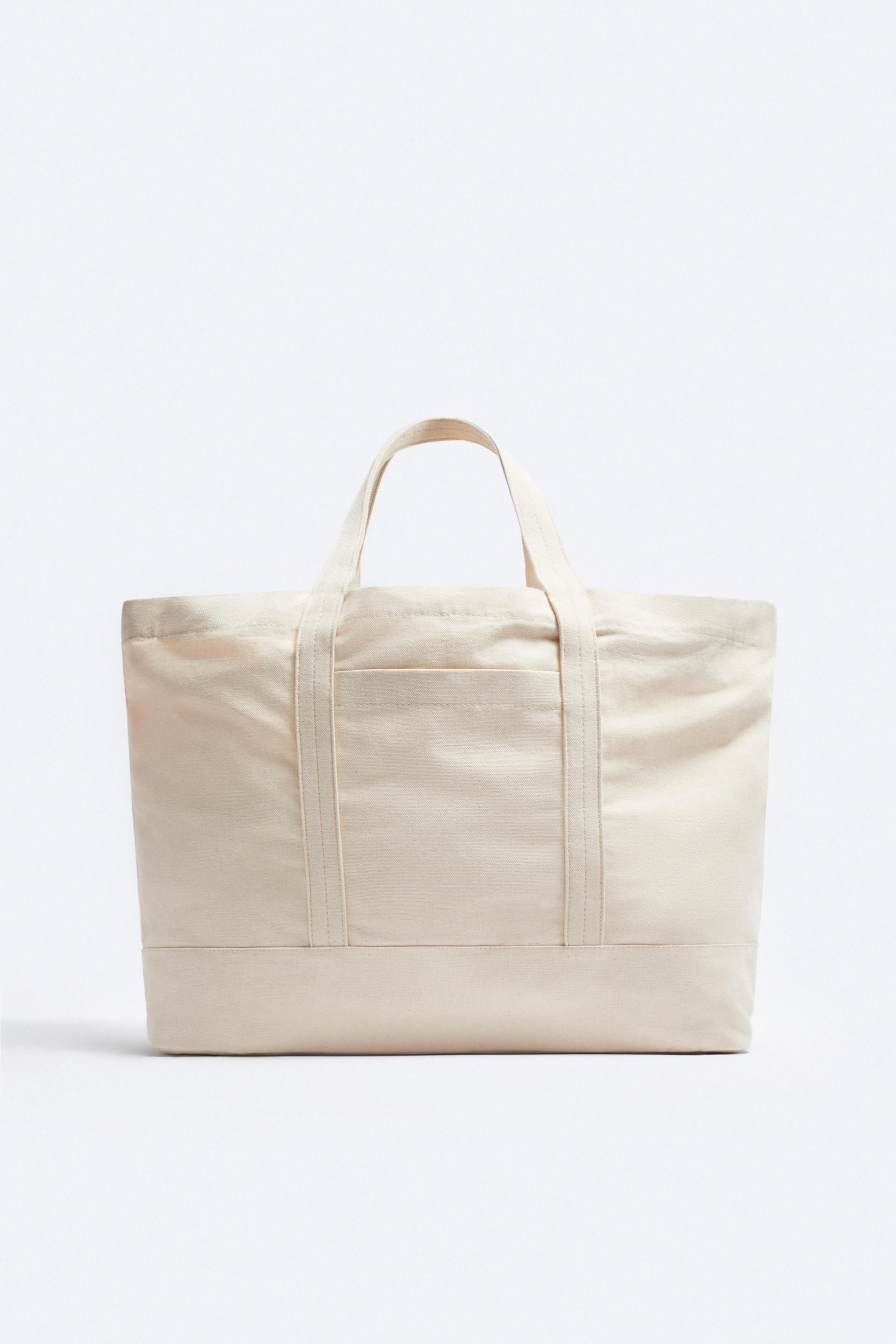CANVAS TOTE BAG Ecru White ZARA Australia