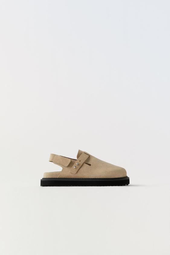 SPLIT SUEDE CLOGS Ecru White ZARA Australia