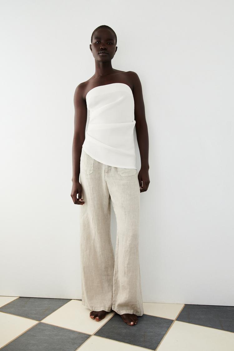 STRAPLESS GATHERED TOP