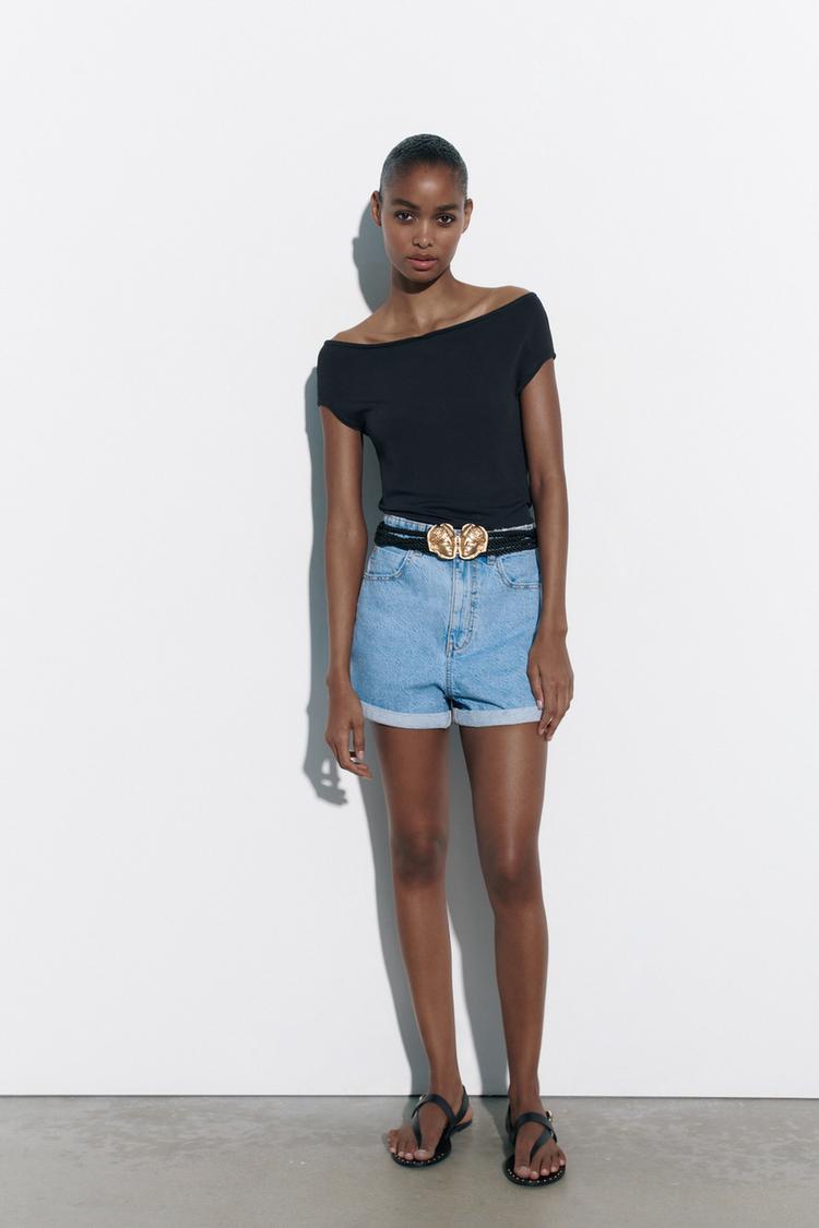 1975 HIGH WAIST MOM FIT DENIM SHORTS