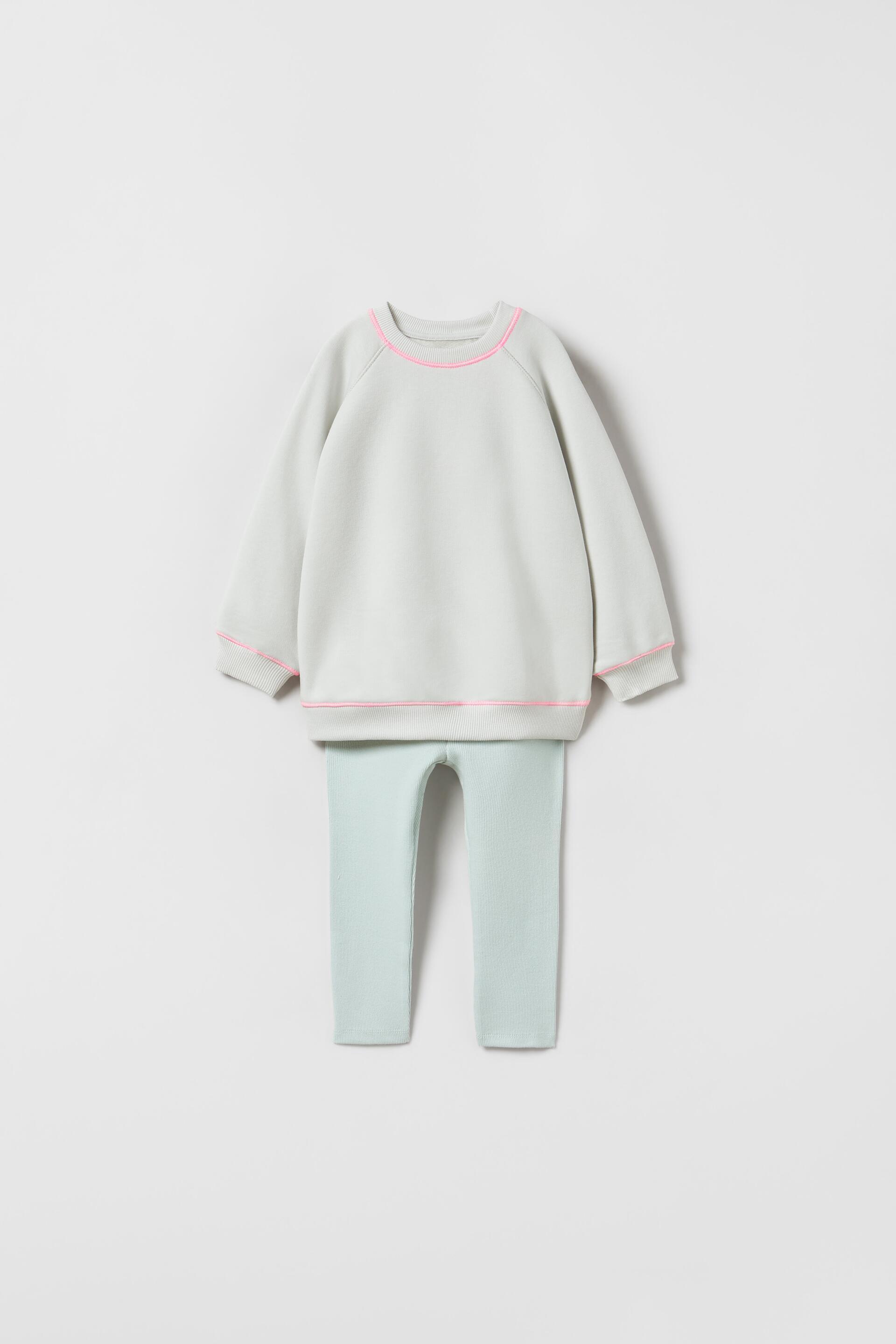 TOPSTITCHED SWEATSHIRT AND LEGGINGS SET washed green ZARA Australia