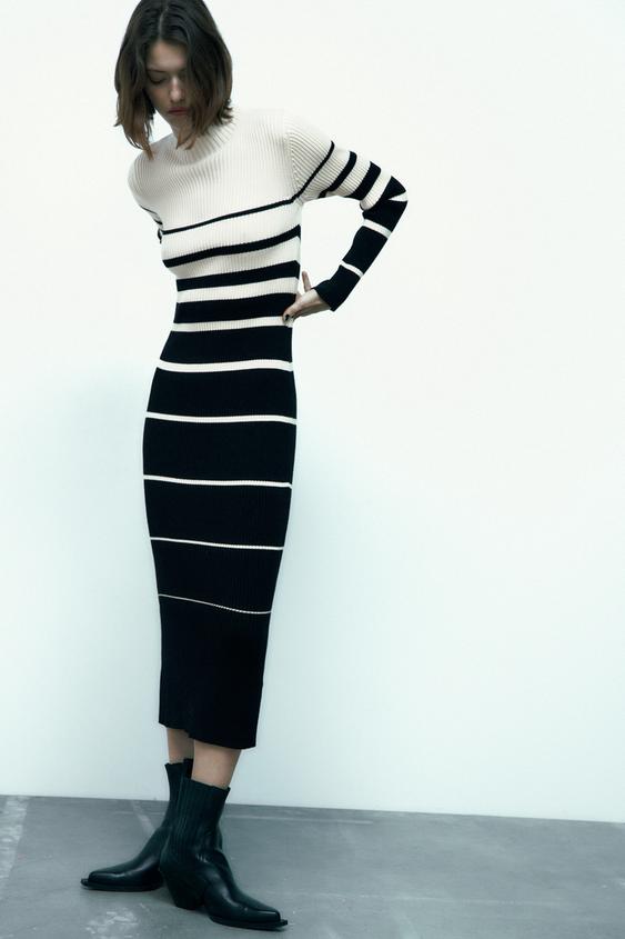STRIPED KNIT DRESS striped ZARA Singapore