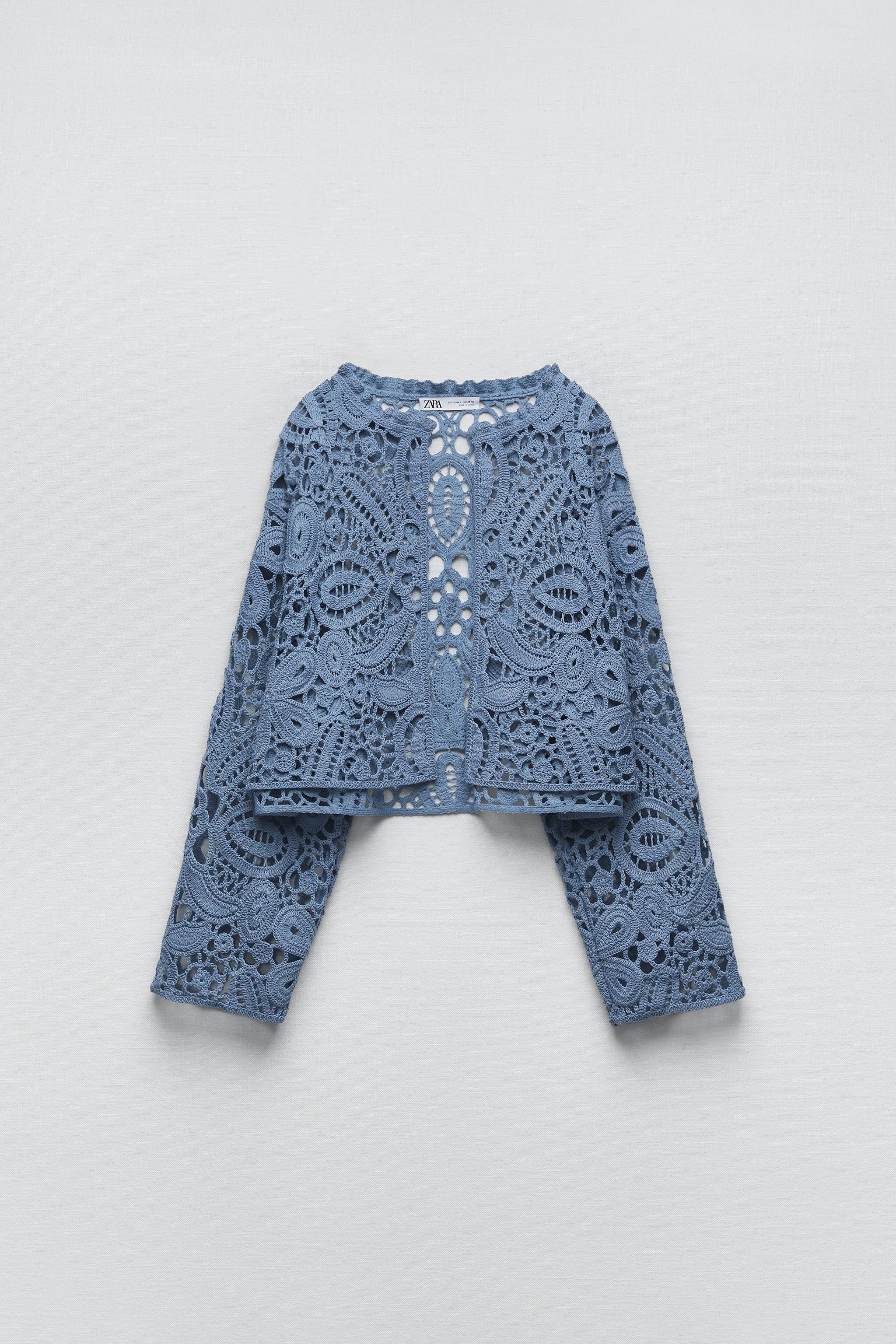 Zara CROP MACRAMÉ KNIT CARDIGAN LIMITED EDITION Mall of America®