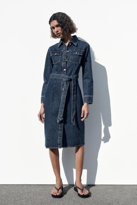 DENIM MIDI DRESS Blue ZARA Cambodia