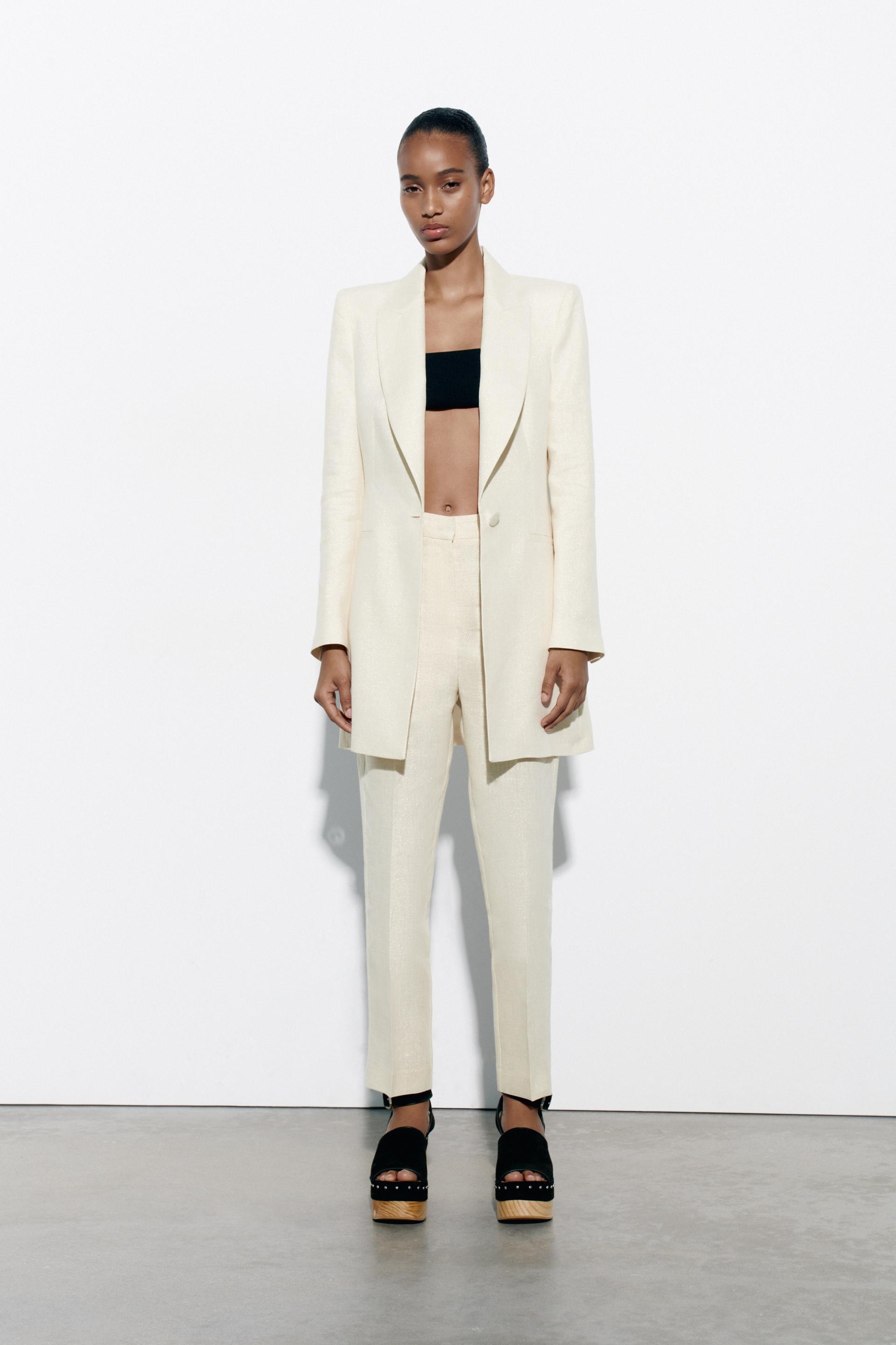 LINEN BLEND TROUSERS WITH METALLIC THREAD Cava ZARA Singapore