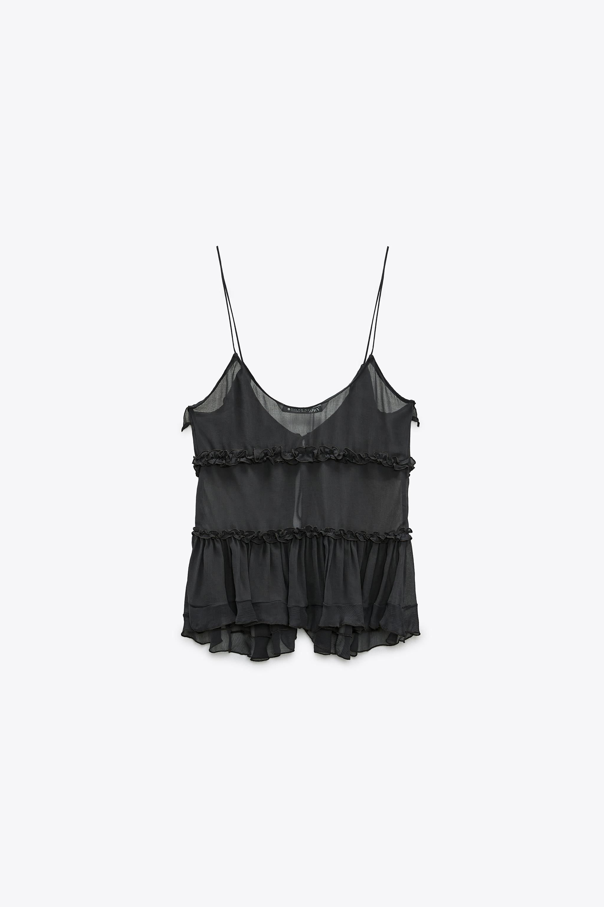 Zara Ribbed Ruffle Top at Brayden Woodd blog