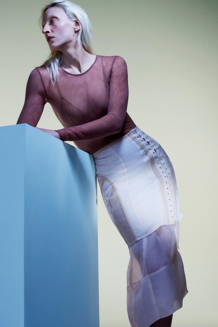 SILK BLEND LACE-TRIMMED SKIRT - LIMITED EDITION