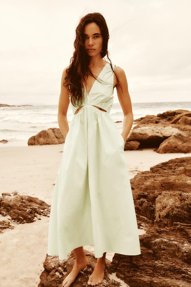 GABARDINE MIDI DRESS WITH CUT-OUT DETAIL