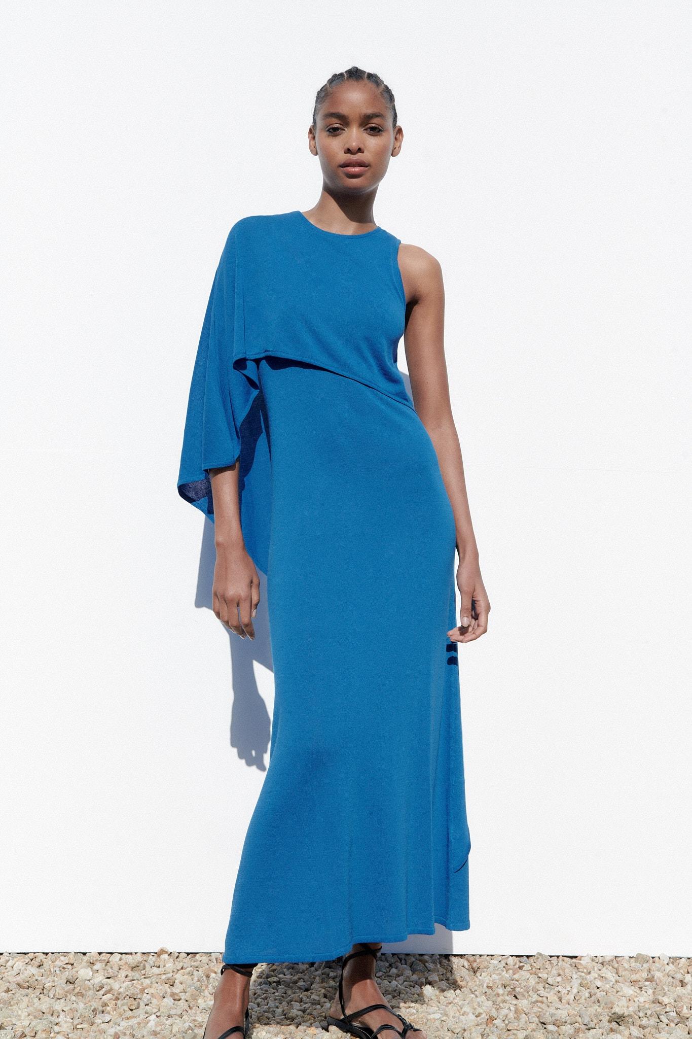 KNIT CAPE DRESS LIMITED EDITION Midblue ZARA Angola