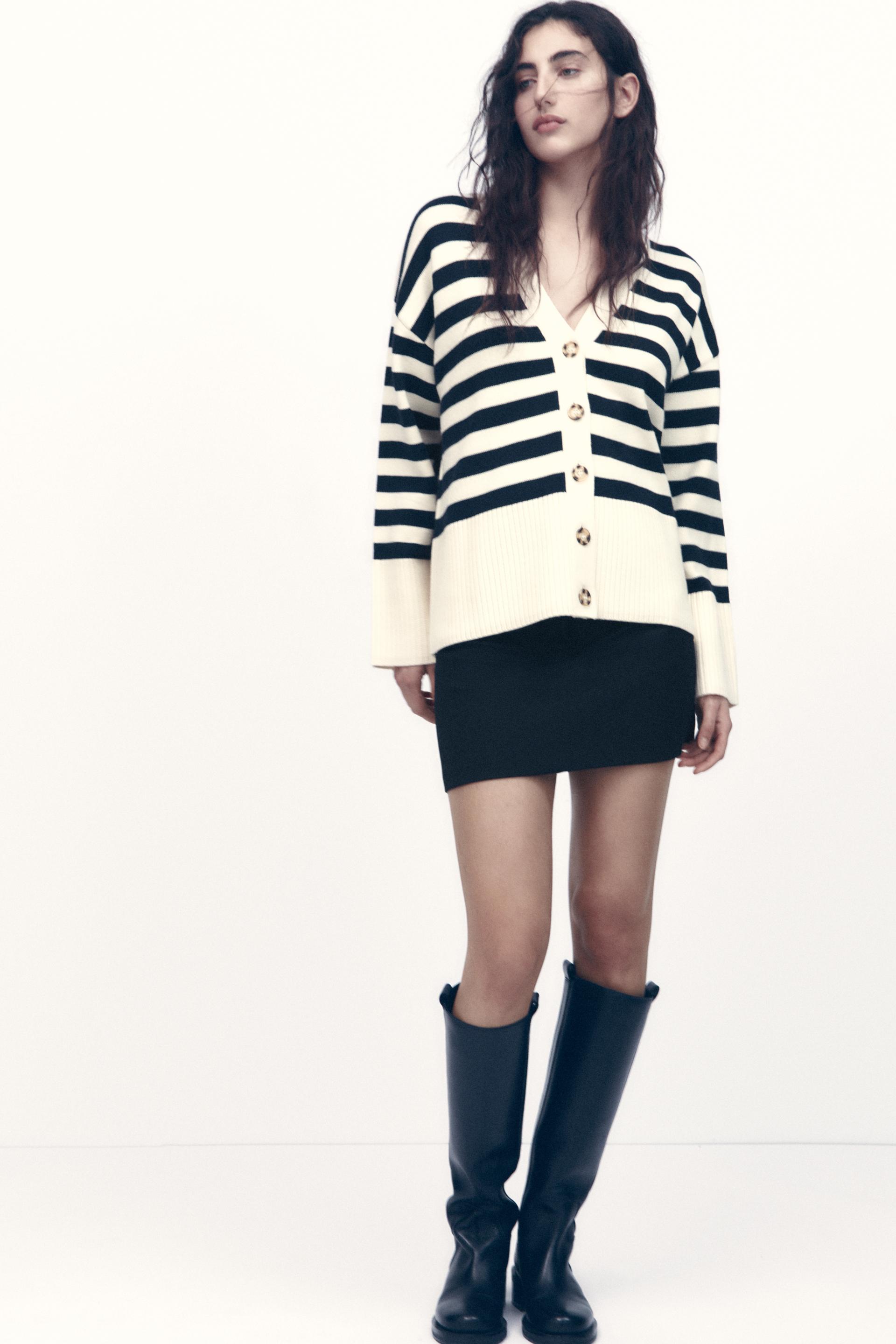 STRIPED KNIT CARDIGAN striped ZARA Cambodia