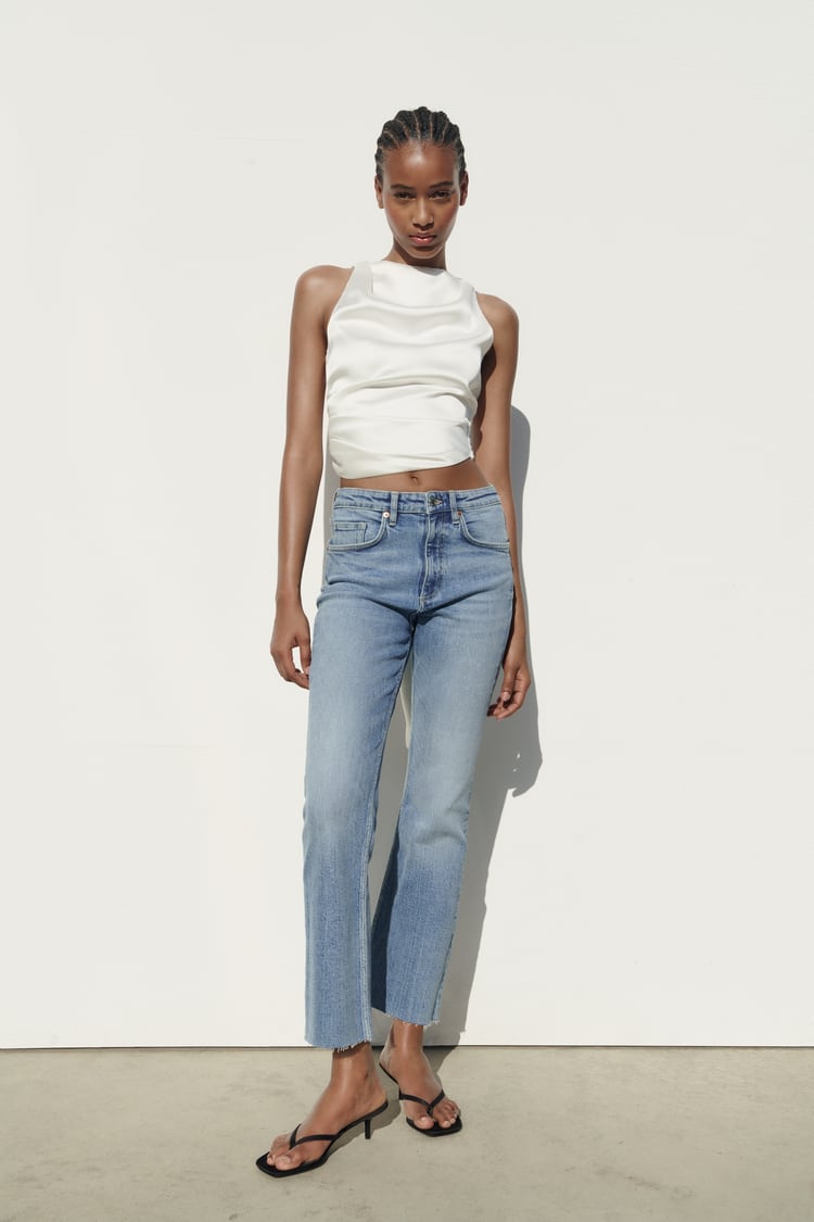 Zara MID-RISE TRF CROPPED FLARED JEANS - 03643017-400