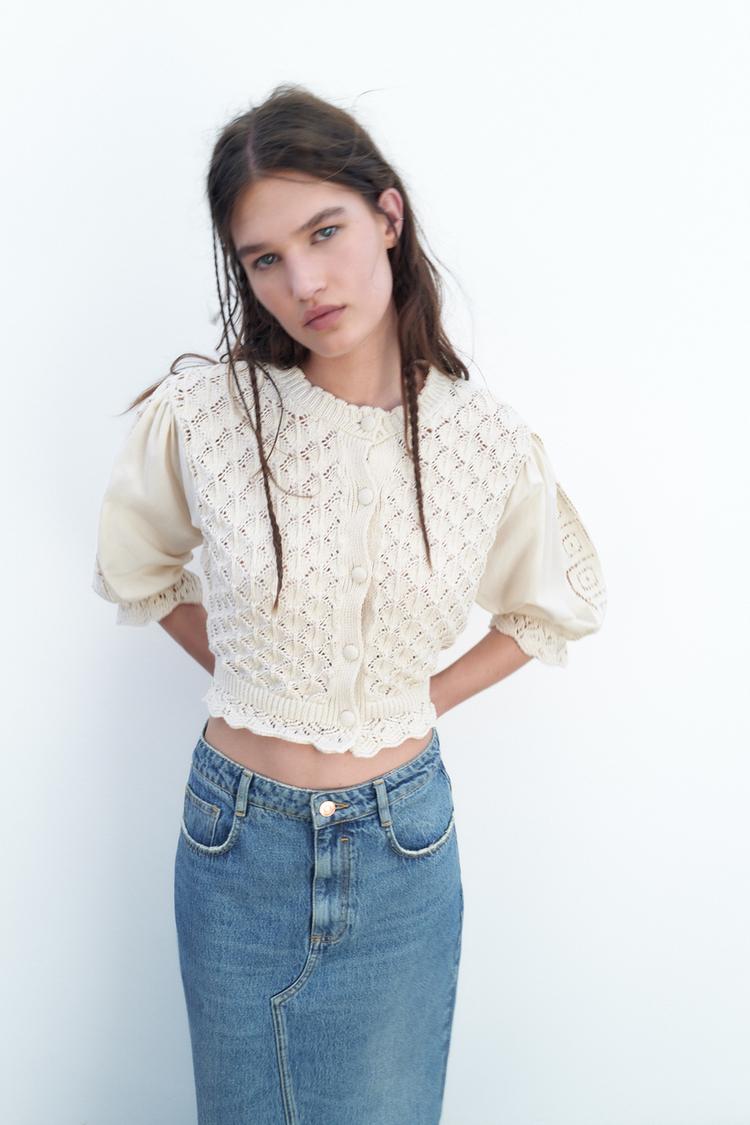 Zara COMBINATION KNIT TOP 03991011712