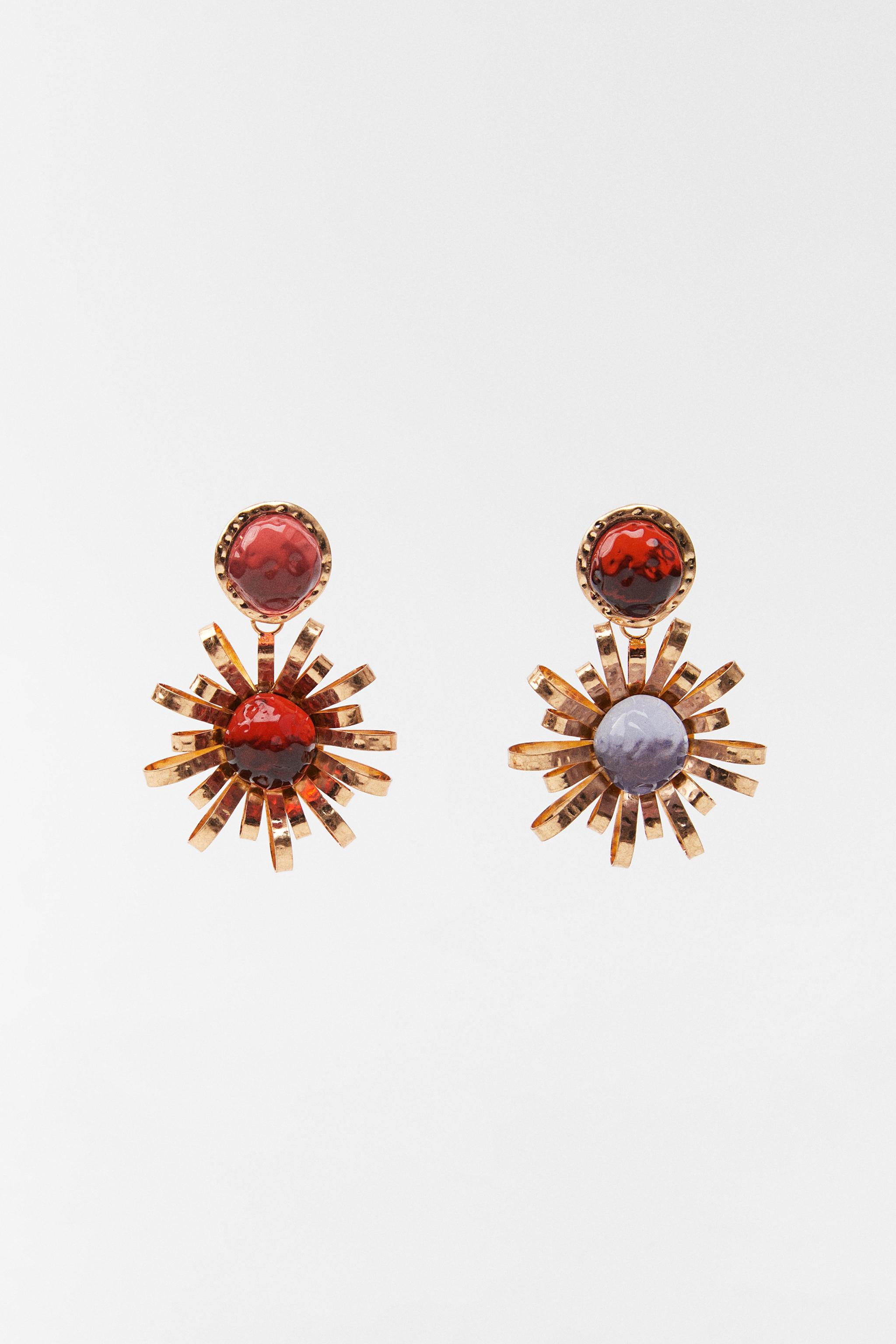 White flower earrings zara clearance