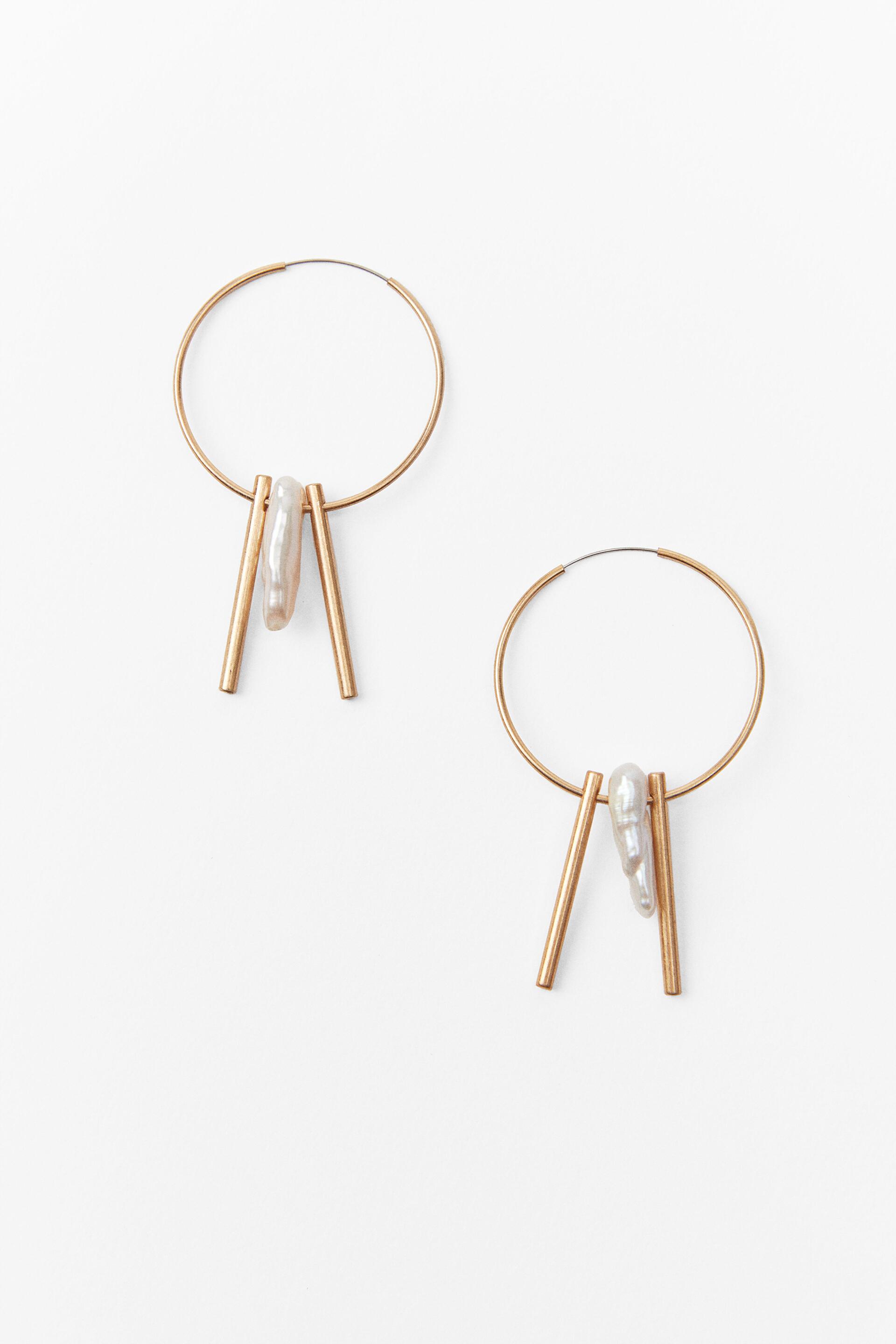 Zara pearl hoop earrings Clearance