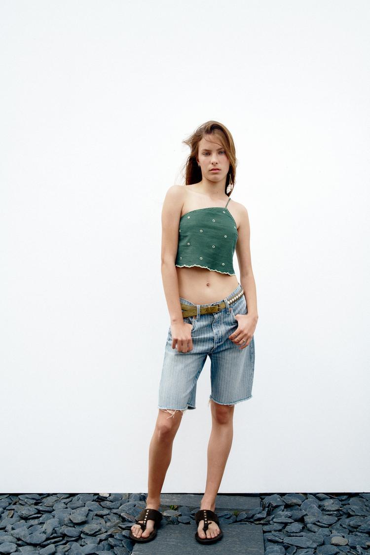 TRF MID-RISE DENIM BERMUDA SHORTS