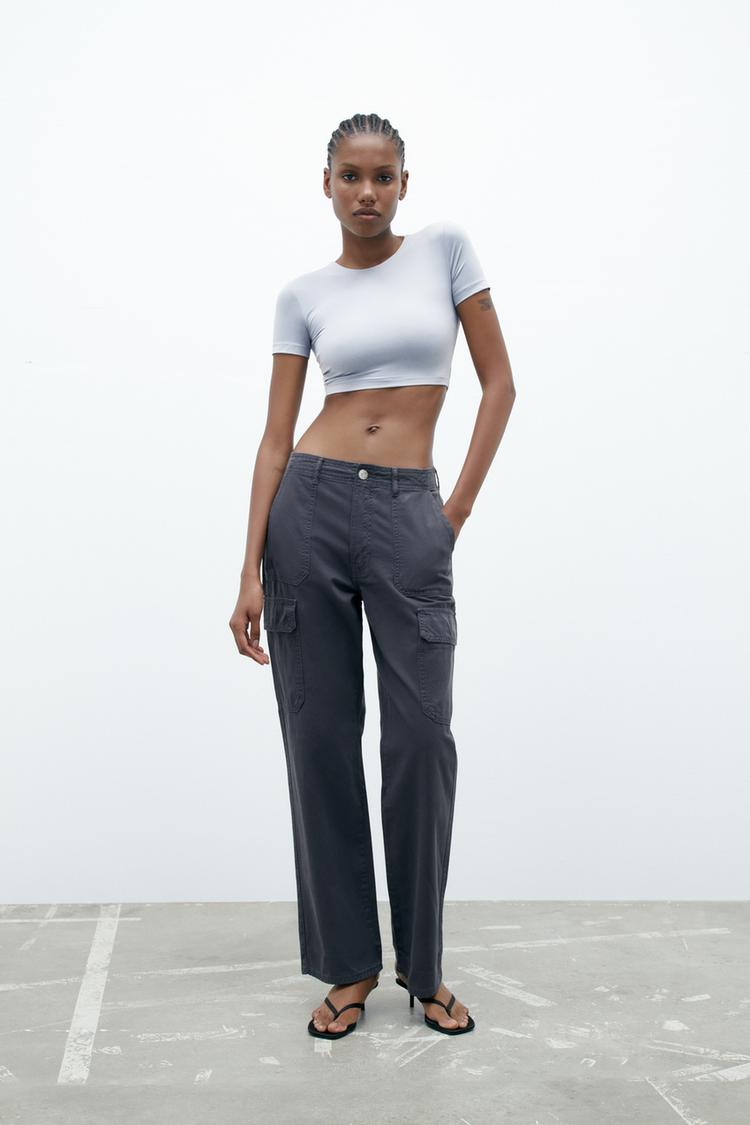 HIGH-RISE STRAIGHT-FIT TRF CARGO TROUSERS