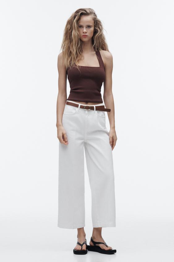 jean blanc taille haute zara