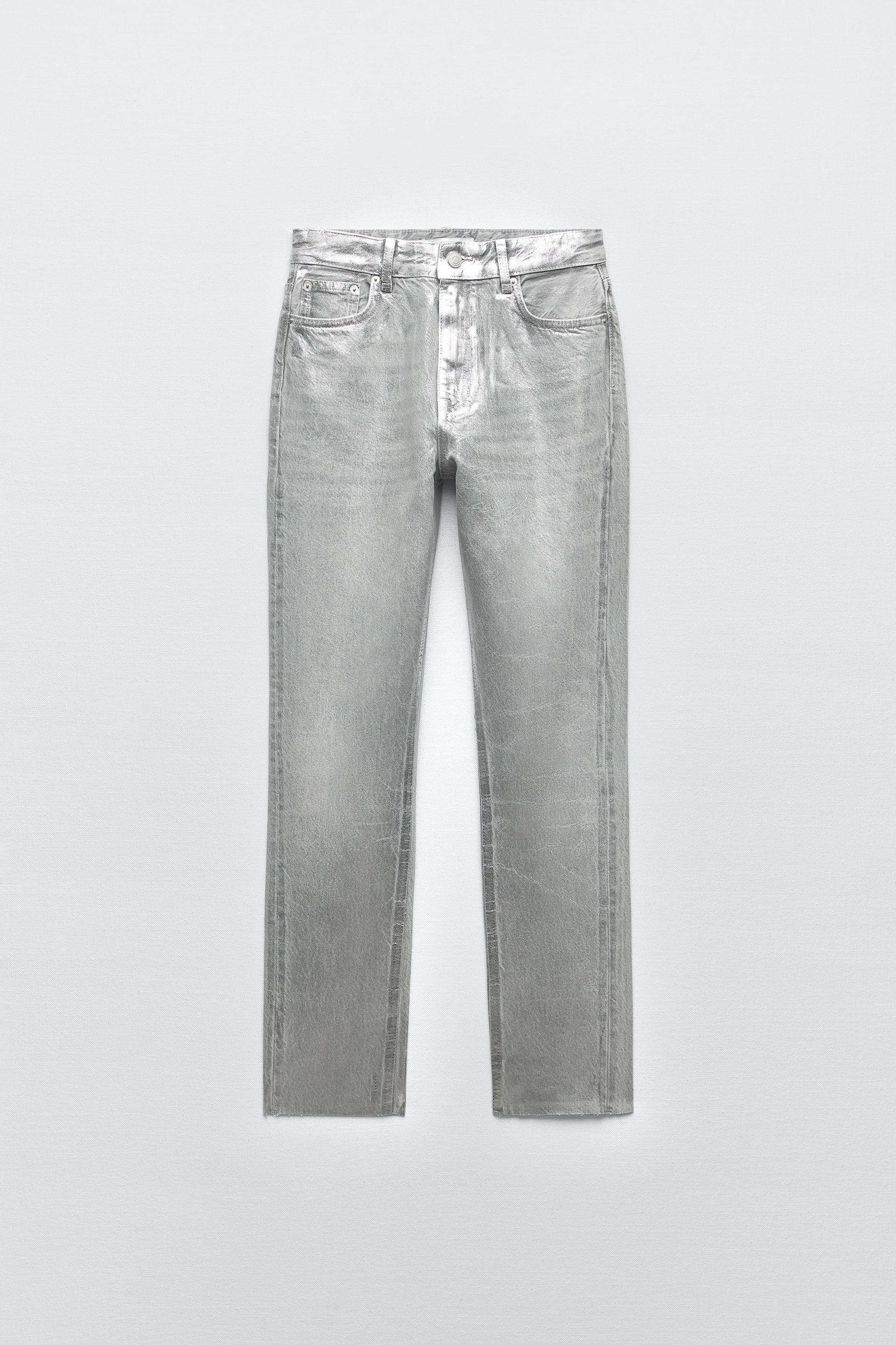 Jean Zara Basic Denim - Taille 38 Femme - Neuf Avec étiquettes - Gris Skinny Jegging - Coton élasthanne