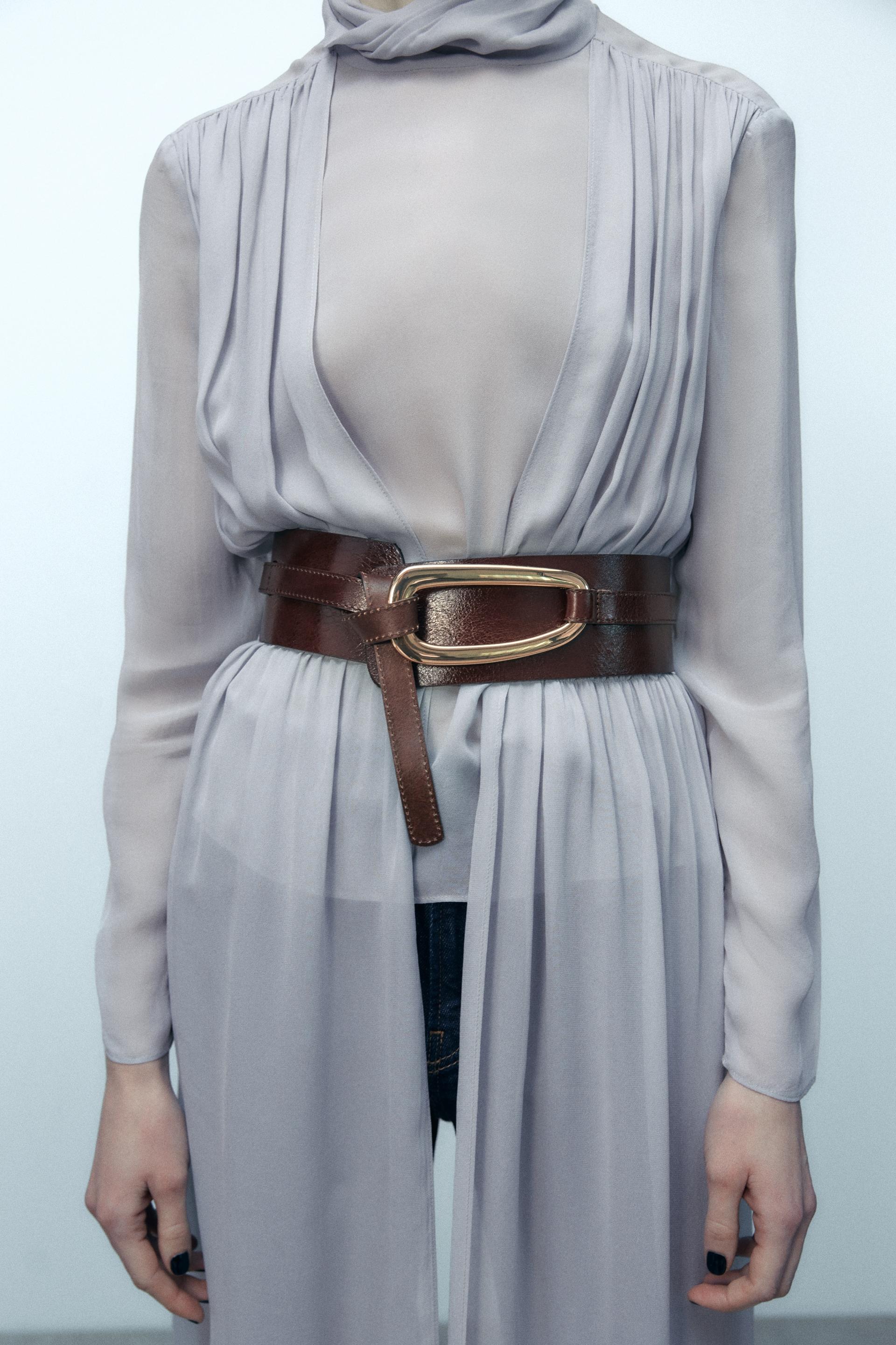 LEATHER SASH BELT Brown ZARA Thailand