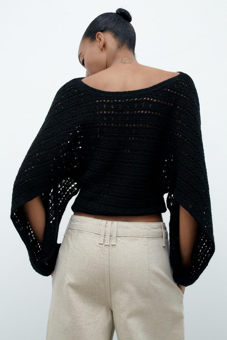 Zara POINTELLE KNIT TOP 06771079800