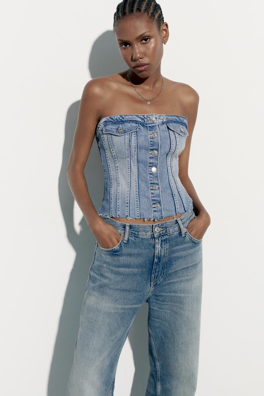 Denim Overall Crop Top