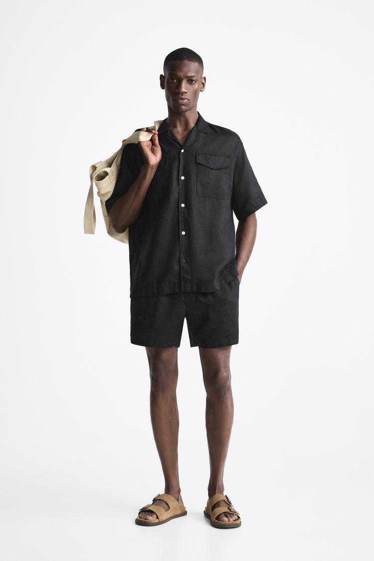 100% LINEN BERMUDA SHORTS