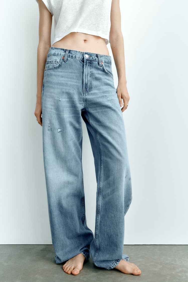 Zara MID-RISE WIDE-LEG EXTRA-LONG TRF BAGGY JEANS - 09213012-400