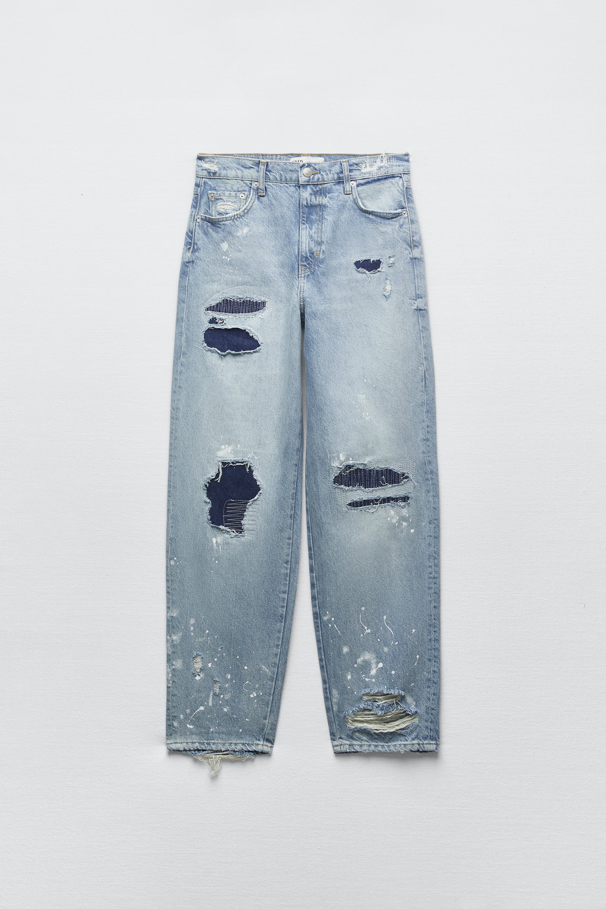 Zara ZW MID-RISE LOOSE FIT PAINT SPLATTER JEANS | Mall of America®